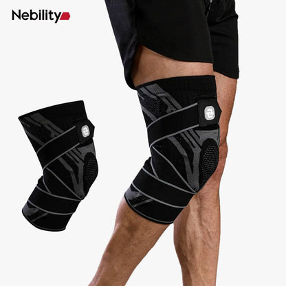 Nebility Mens Adjustable Compression Knee Brace with 360° Seamless Breathable Support, Non-Slip Design, Shock-Absorbing Pad, Elastic 4-Way Stretch Knit for Running, Hiking, Fitness and Knee Protection
