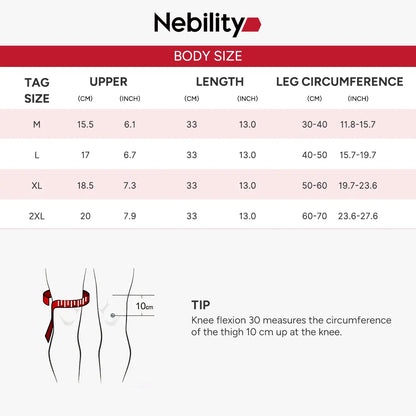 Nebility Mens Adjustable Compression Knee Brace with 360° Seamless Breathable Support, Non-Slip Design, Shock-Absorbing Pad, Elastic 4-Way Stretch Knit for Running, Hiking, Fitness and Knee Protection