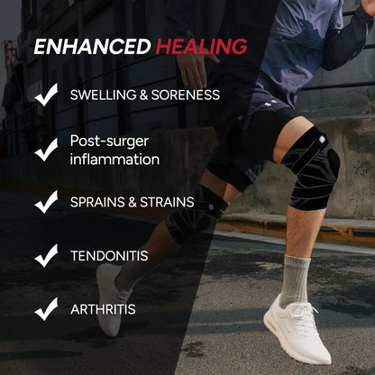 Nebility Mens Adjustable Compression Knee Brace with 360° Seamless Breathable Support, Non-Slip Design, Shock-Absorbing Pad, Elastic 4-Way Stretch Knit for Running, Hiking, Fitness and Knee Protection