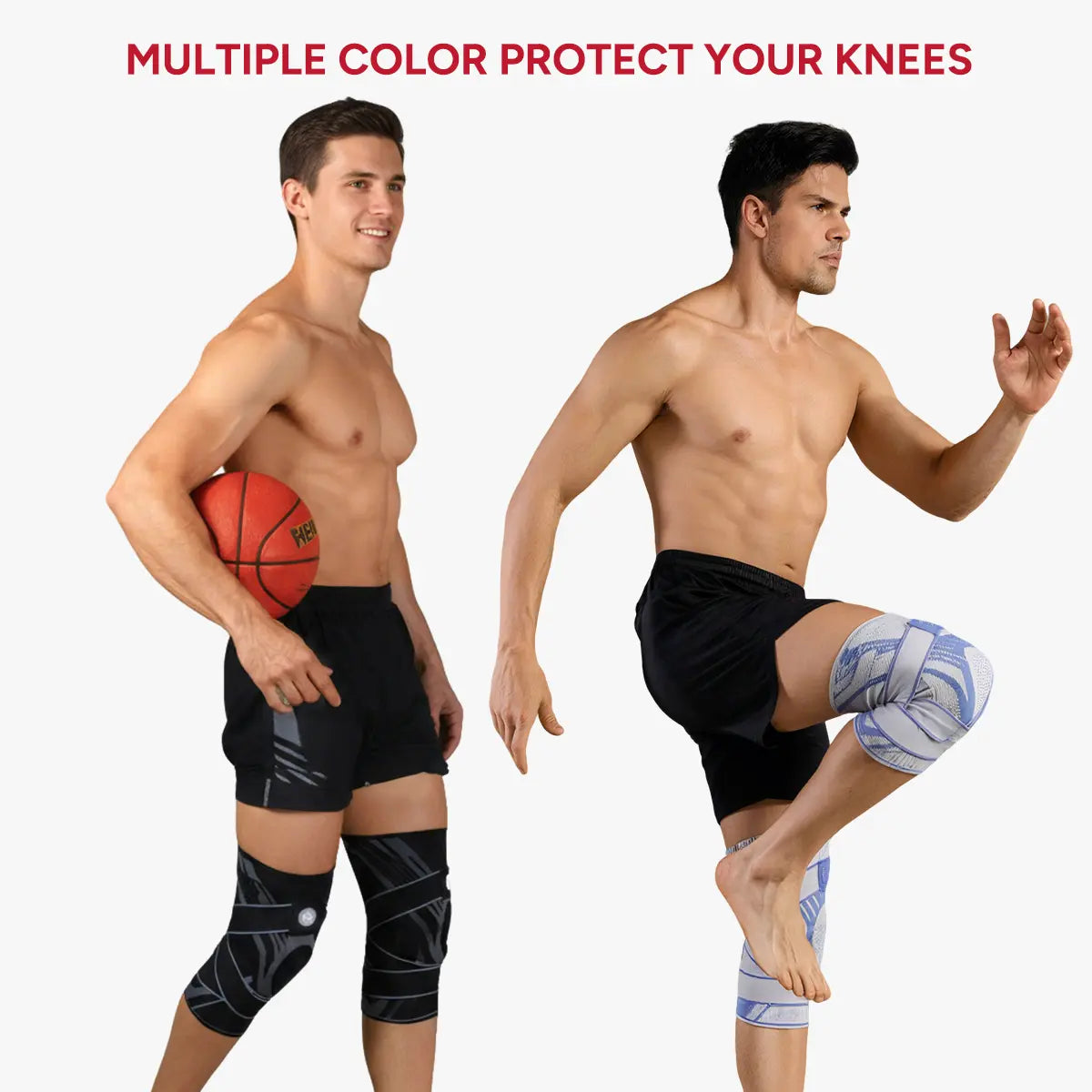 Nebility Mens Adjustable Compression Knee Brace with 360° Seamless Breathable Support, Non-Slip Design, Shock-Absorbing Pad, Elastic 4-Way Stretch Knit for Running, Hiking, Fitness and Knee Protection